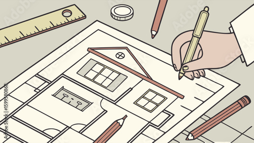 Architectural Drawing of a House Design.