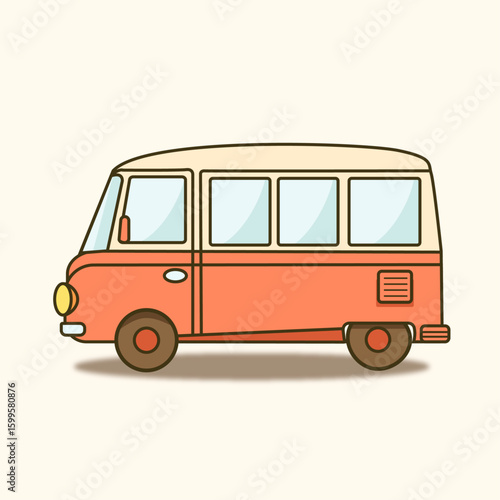 Retro Red Mini Van Side View
