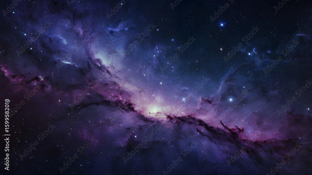 Fototapeta premium Vast Colorful Galaxy Space Scene with Bright Stars and Nebula in Deep Space