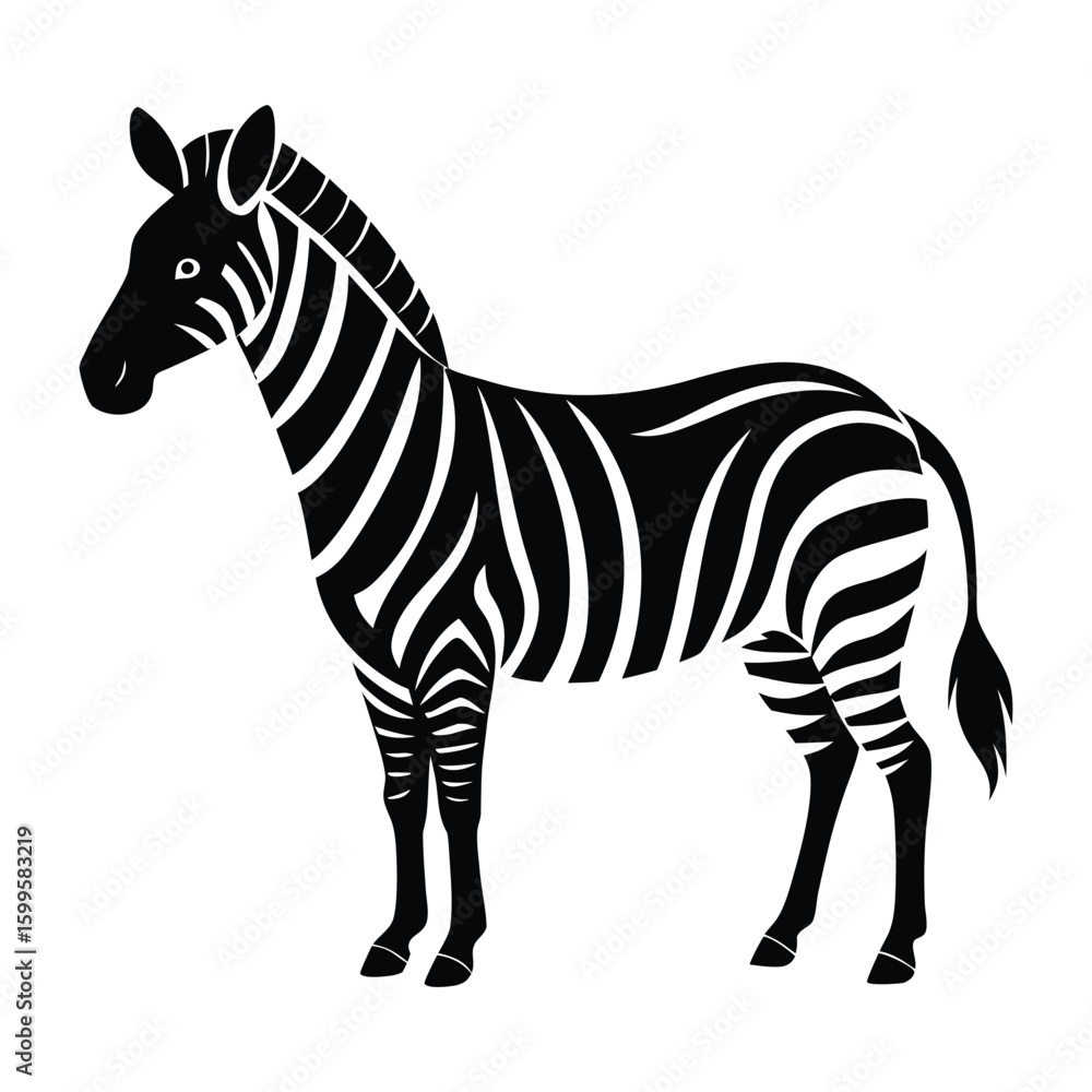 Fototapeta premium Zebra Silhouette Vector Icon – Black Wild Animal Design Isolated