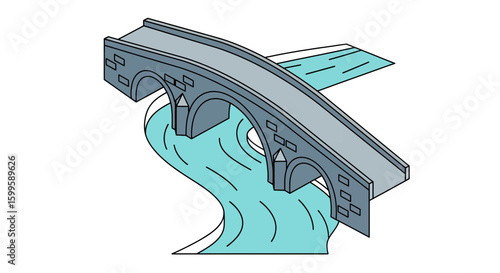 arched stone bridge over flowing river with stone accents