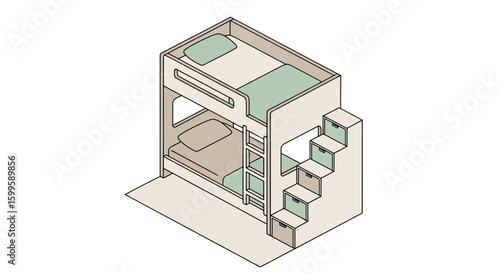 bunk bed with storage stairs and sleeping areas