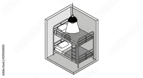 bunk bed with two beds in a room with ceiling light