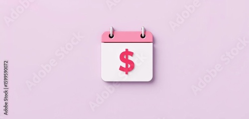 Flat icon depicting a calendar with a dollar sign, symbolizing payday and financial planning,  due,  wealth