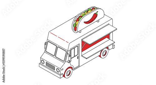 Hot dog truck with toppings and serving window for food vendors