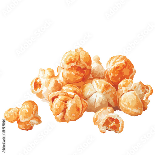 Pile of popcorn watercolor illustration isolated