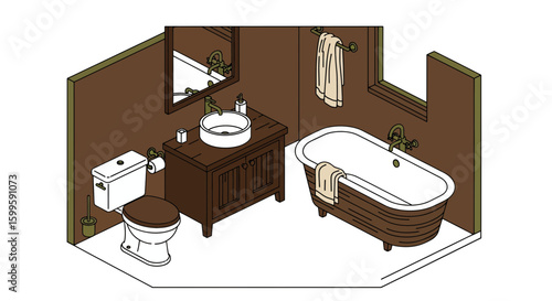 interior of modern bathroom with bathtub and vanity