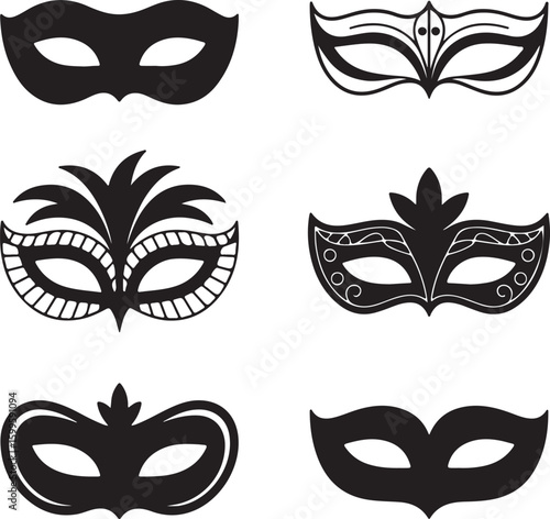 Black masquerade masks with decorative elements ornate festive