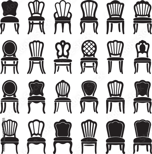 Various ornate chair silhouettes furniture vintage