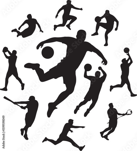 Diverse athletes playing sports basketball soccer