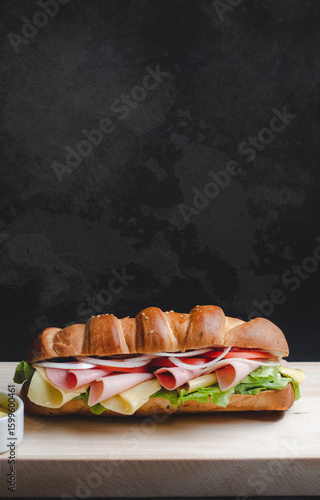 Gourmet Sub on a Rustic Board