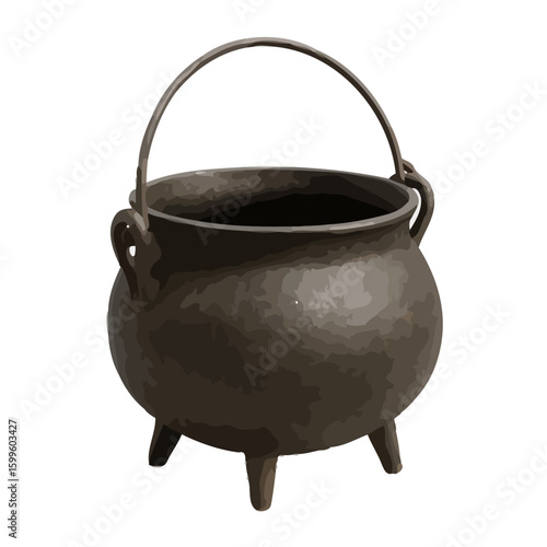 Cast Iron Cauldron With Handle Ultra Realistic