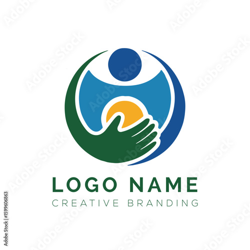 family care logo design vector. Adoption and social network logo design