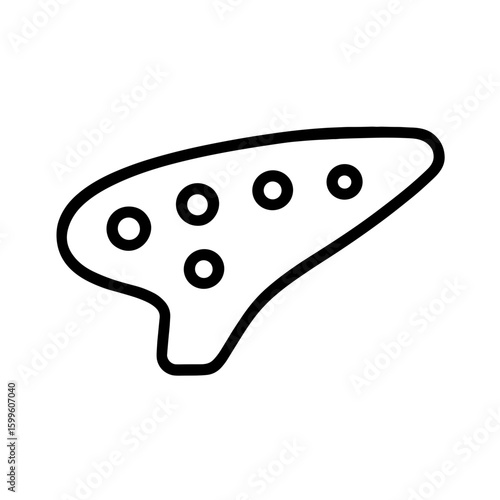 Ocarina Icon Representing Folk Melodic Wind Instrument (Outline)