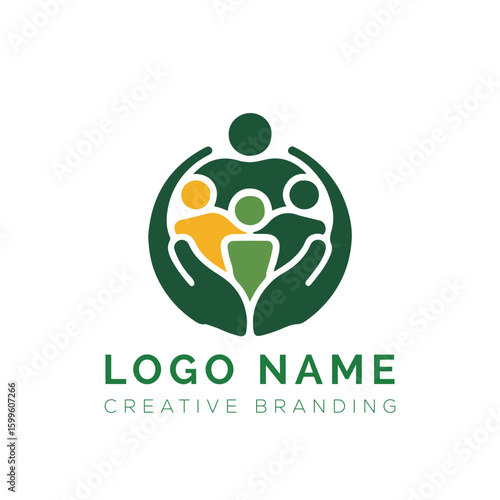 family care logo design vector. Adoption and social network logo design template.