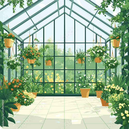 Greenhouse with flowers