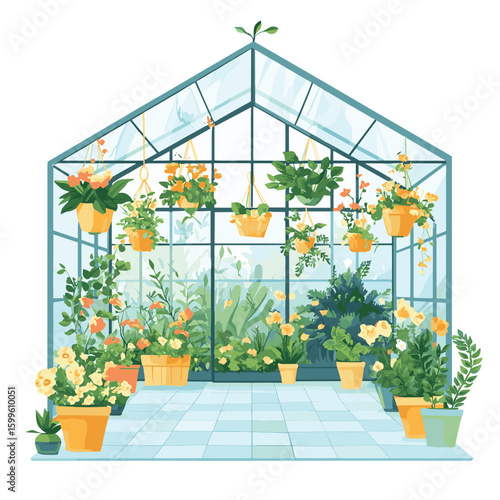 Greenhouse with flowers