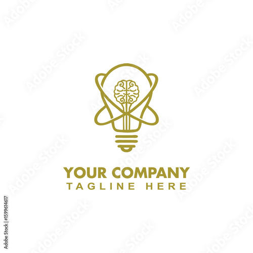 brain lamp logo vector illustration