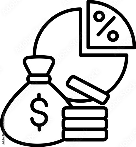 Black profit margin icon - outline