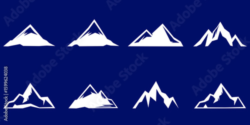 Set of mountain silhouettes. Unique rocky mountains icon or cool logo collection	