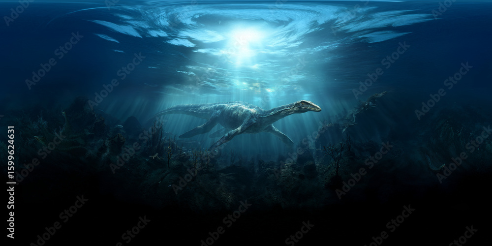 Obraz premium Elasmosaurus 8K VR 360 Equirectangular Spherical Panorama