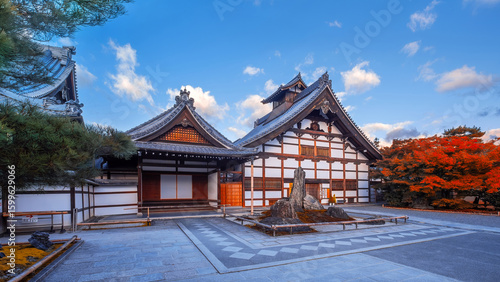 Scenic view of  Tenryuji temple with beautiful foliage in autumn in Kyoto, Japan