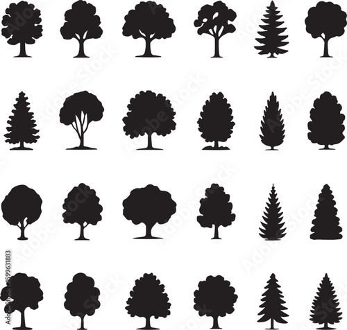 Diverse Trees Silhouette Collection deciduous coniferous