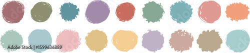 Hand-drawn Color Swatches in Pastel and Earth Tones-Collection of hand-drawn circular paint swatches in soft pastel and earthy tones, ideal for design, branding, or color palette inspiration.