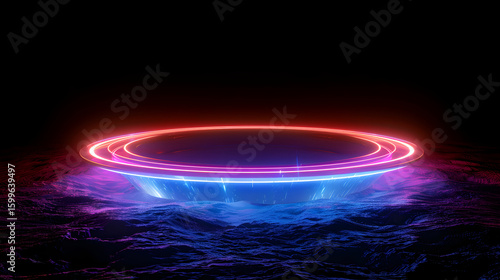 Illuminated Sci-Fi Portal on a Textured Surface, Immersive and Mysterious Scene