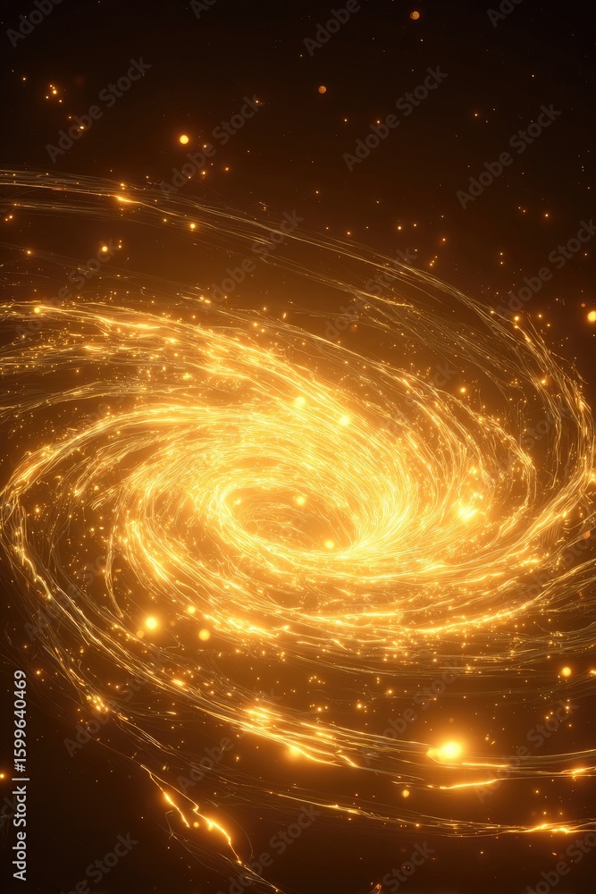 Obraz premium Golden Spiral Galaxy Pattern With Sparkling Light