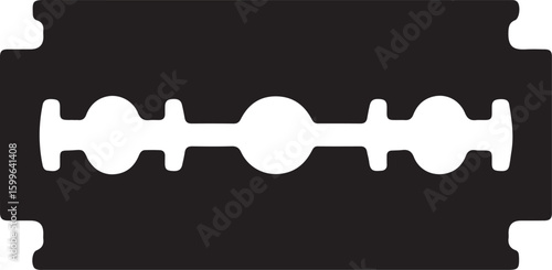 Black razor blade silhouette with white cutting edge sharp metal