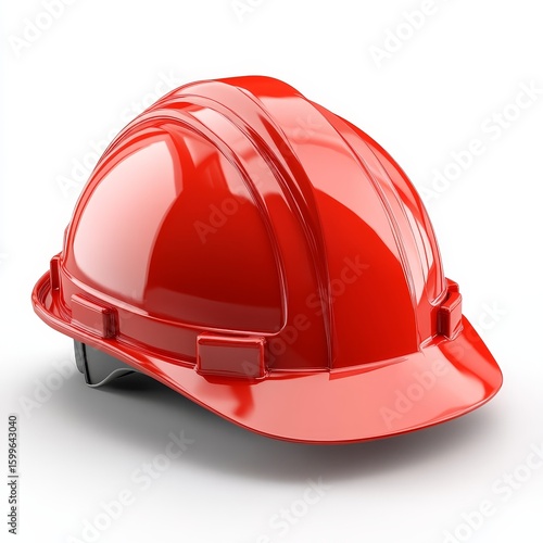 Fototapeta Naklejka Na Ścianę i Meble -  Red construction helmet 3d icon on white background