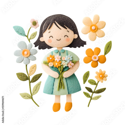 little girl with flowers