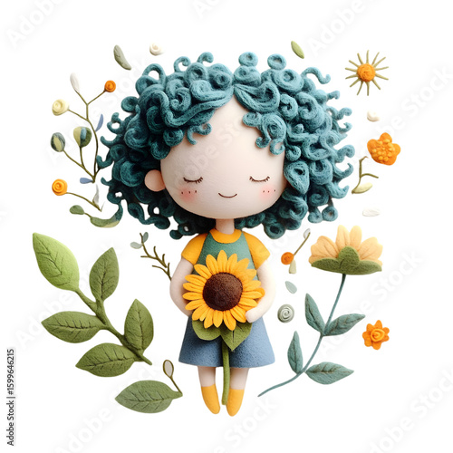 little girl with sunflower
