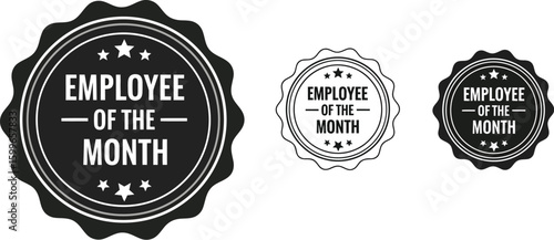Employee of the month vector badge seal award achievement recognition best performer winner design graphic editable