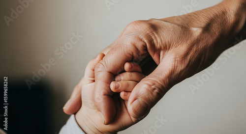 Parent and Child Hand Holding Together, Love and Support Concept, Family Bonding