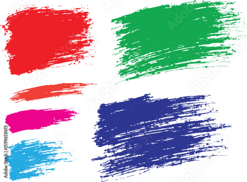 Colorful paint strokes. Set of colorful brush strokes, lines, Brush stain. Grungy brushes collection.