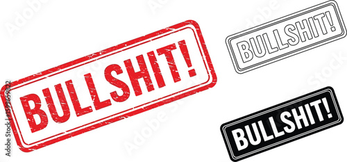 Bullshit stamp vector illustration set for expressing disbelief or disagreement with something editable