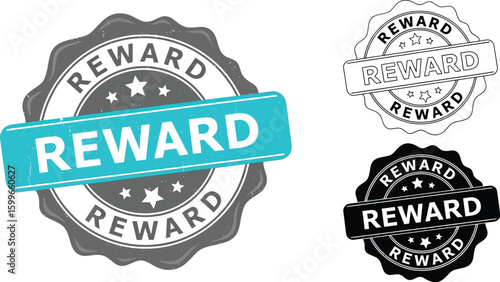 Reward badge vector graphic design element for loyalty program and achievement recognition concept editable