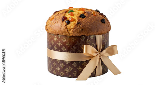 Sweet Bread Loaf Cake with Candied Fruit and Ribbon