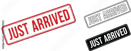 Just arrived stamp vector illustration set for new product arrival and shipment notification design 100 editable