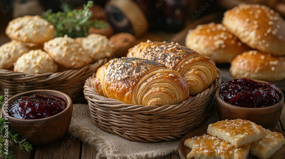 custom made wallpaper toronto digitalAssorted baked goods and jam. Fresh pastries, cookies, and preserves on a rustic table