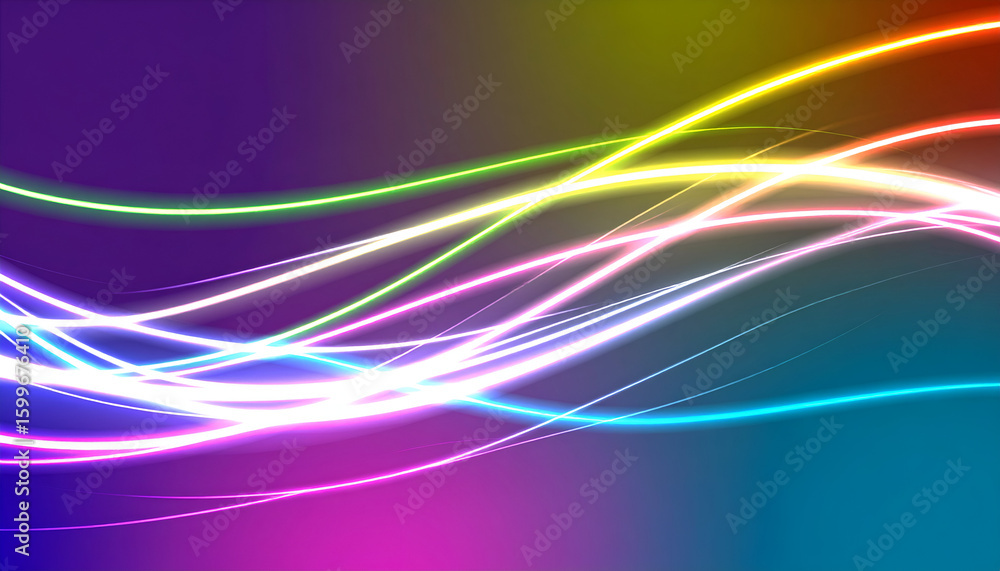 Naklejka premium Rainbow light waves abstract art.