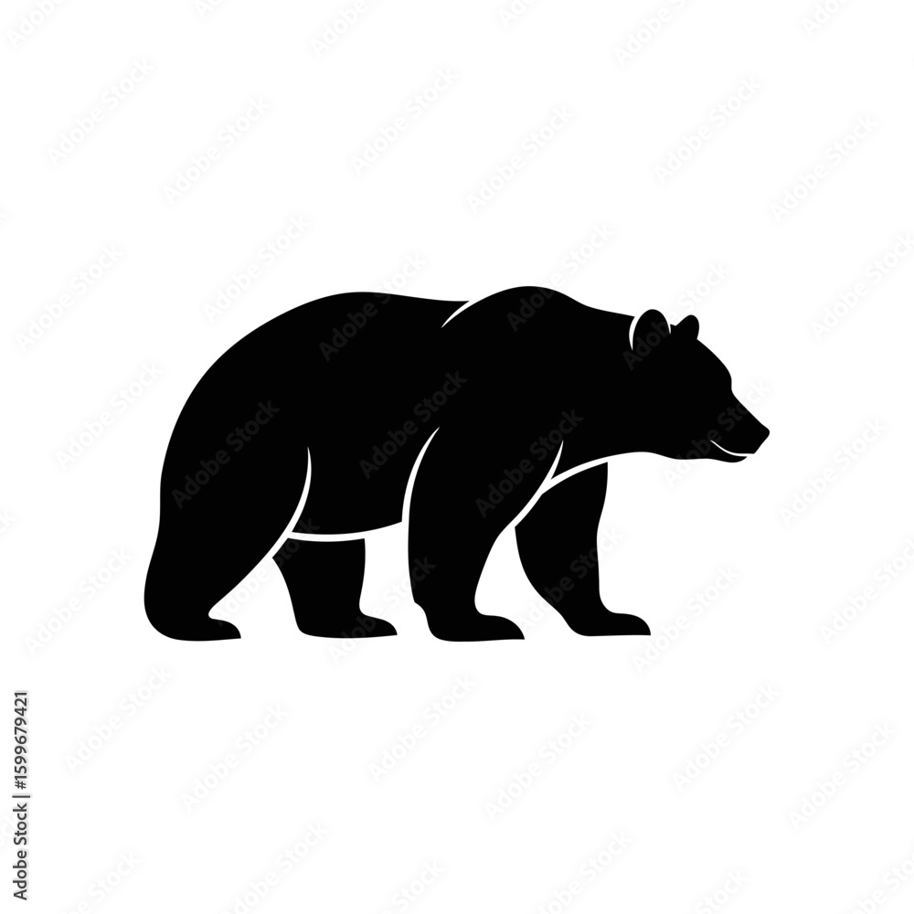 Obraz premium Silhouette vector illustration of a wild bear walking in nature