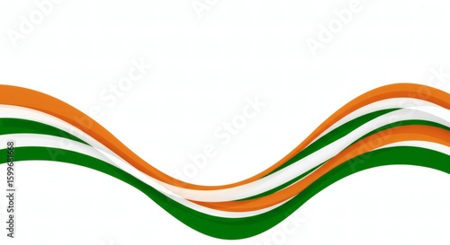 Abstract Indian Tricolor Wave Background – Elegant Saffron, White, and Green Flowing Stripes with Soft Gradient for Independence Day or Republic Day Banner Design
