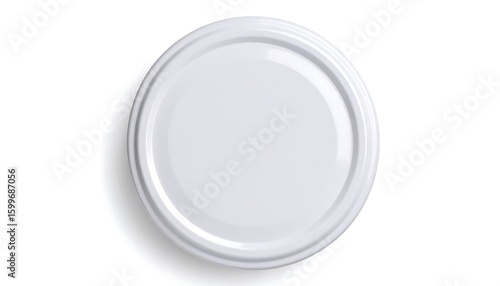 Top view of a round, white jar lid