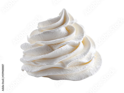 Swirled White Whipped Cream on Transparent Background, PNG