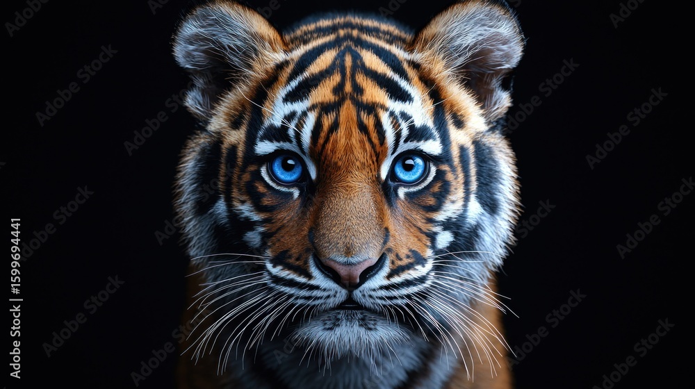 Majestic Blue-Eyed Tiger Cub Portrait Majestic Blue-Eyed Tiger Cub Portrait