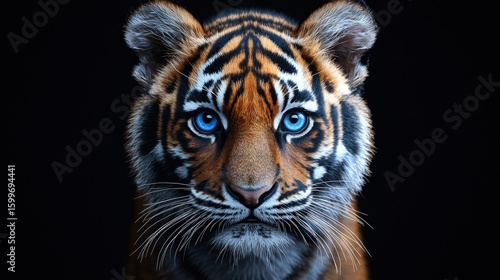Majestic Blue-Eyed Tiger Cub Portrait