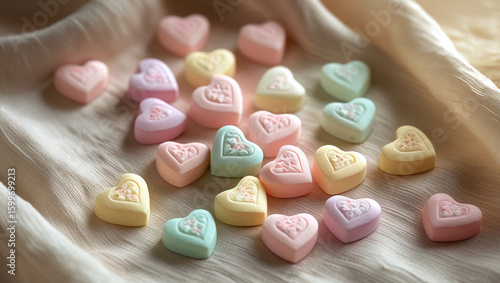 Heart candy valentine's day sweets love pastel colors confectionery dessert treat holiday romance celebration